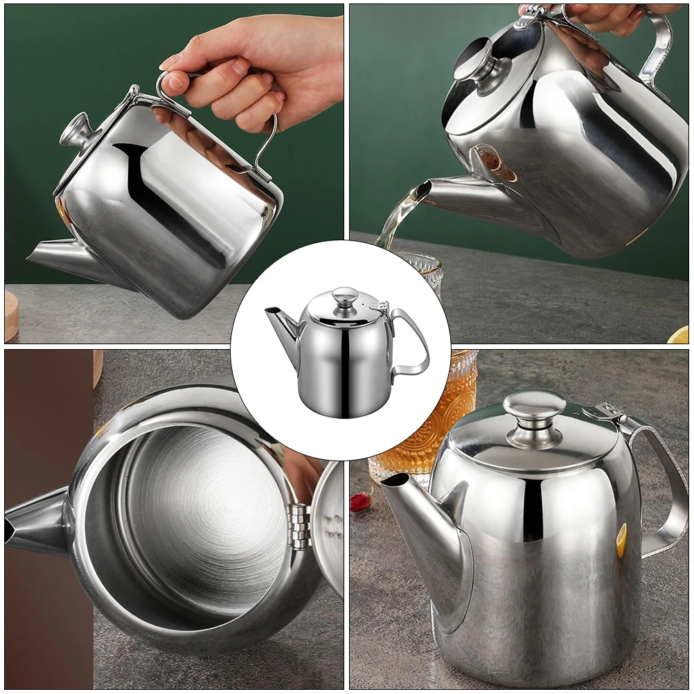 

1pc Stainless Steel Kettle Multifunctional Hot Water Jug Household Teapot Oil Juice Pot Ergonomic Handle Curved Design