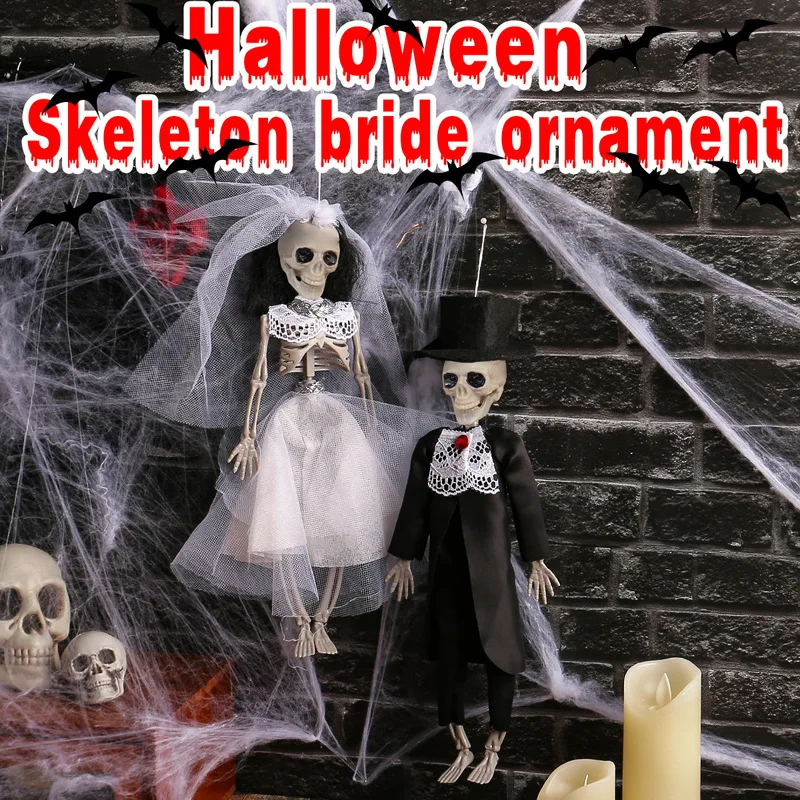 Halloween Ghost House Skeleton Bride Groom Decoration Chamber of Secrets Horror Bar Party Scene Decoration Trick Props Gifts