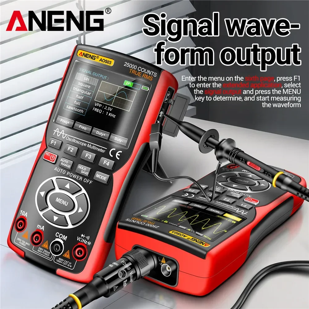 ANENG AOS03 280MS/s 50MHz Analog Transistor Bandwidth Waveform Test Multimeter Signal Generator Sampling 3in1 Oscilloscope Rate