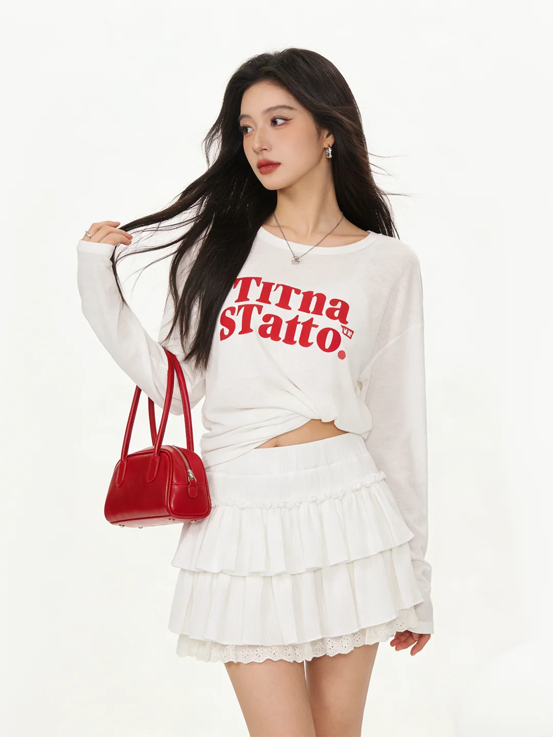 White Sweet Multi-Layer Cake High Waist Women's Skirt Prevent Exposure Lace Trim A-Line Short Skirt Korean Style Daily Wear