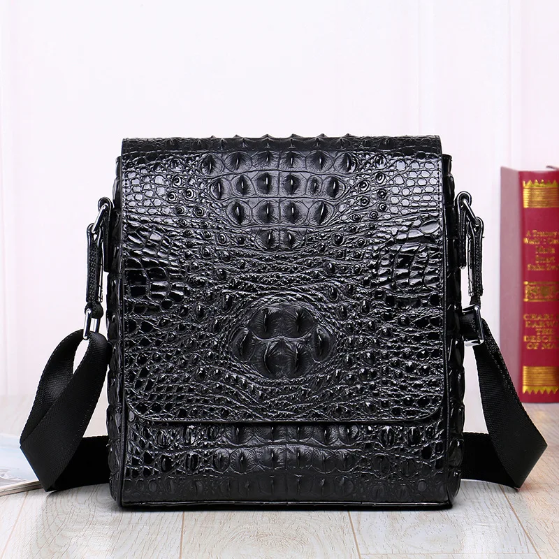 2023 New Alligator Cow Genuine Leather Men Crossbody Bag Casual Business Leather Men\'s Messenger Vintage Shoulder Handbags Bags