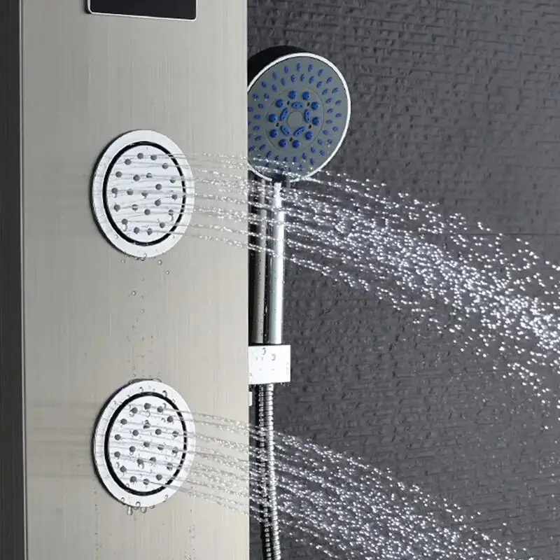 led modern 304 stainless steel bathroom massage rainfall steam shower panel