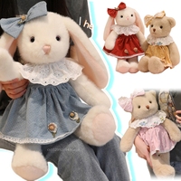 50cm Cartoon Kawaii Bow Princess Teddy Rabbit Plush Toy Pillow Running Bear Rabbit Plush Toy Home Decoration Gift For Children