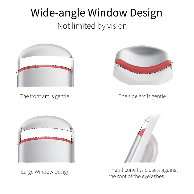 Wide Angle Electric Eyelash Curler with Instant Heating，3-Level Temperature Control, Long-Lasting Curl, Perfect for All Eyelash