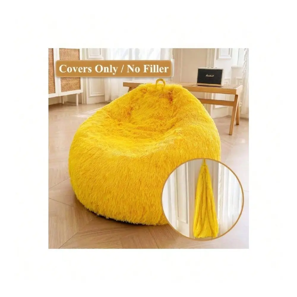 Plush Bean Bag Chair Cover Filling Not Included Washable, UltraSoft Faux Fur Storage Bean Bag Cover Large, Fluffy Bean Bag Chai