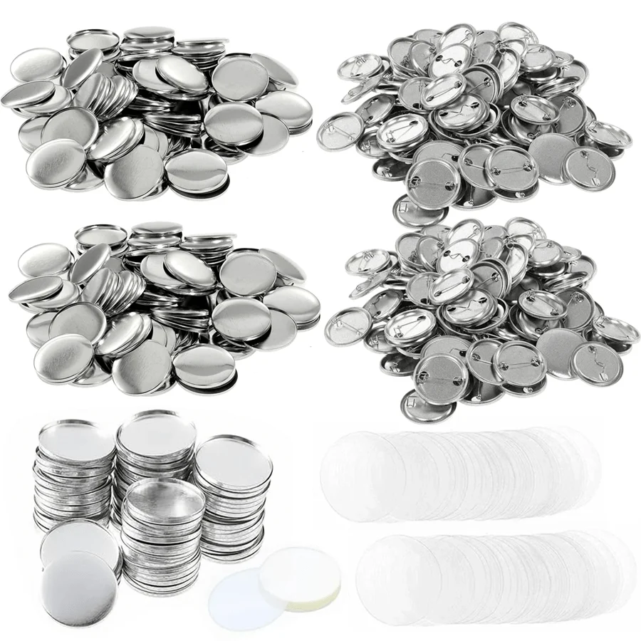 12/20 Sets Round Blank Pin Badge Blanks Metal Button Backs with Safety Pin DIY Craft Supplies for Handmade Brooch Art XJM