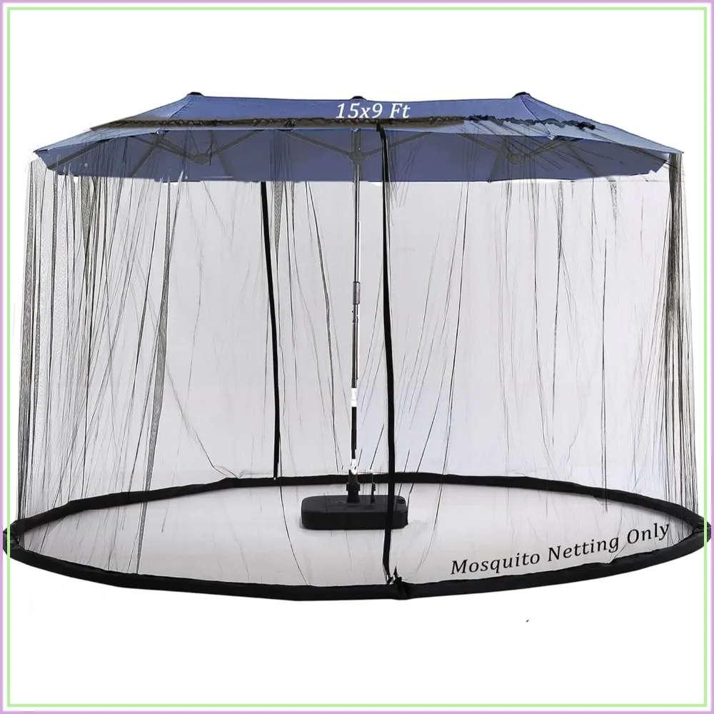 

15FT Mosquito Netting for Patio Umbrella, Double Sided Canopy Netting, Fits 10x10 Ft Gazebo (Black)