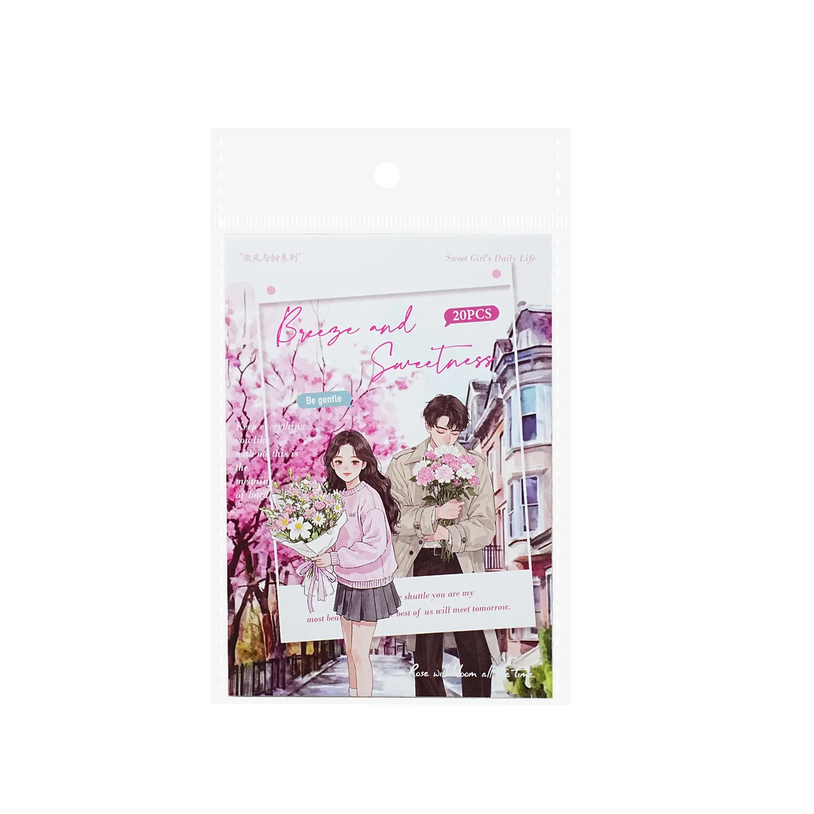 Paquete de pegatinas de PET para niña, 20 piezas, ubicación de caracteres creativos, Collage de paisaje, diario basura, suministros de decoración para álbum de recortes DIY