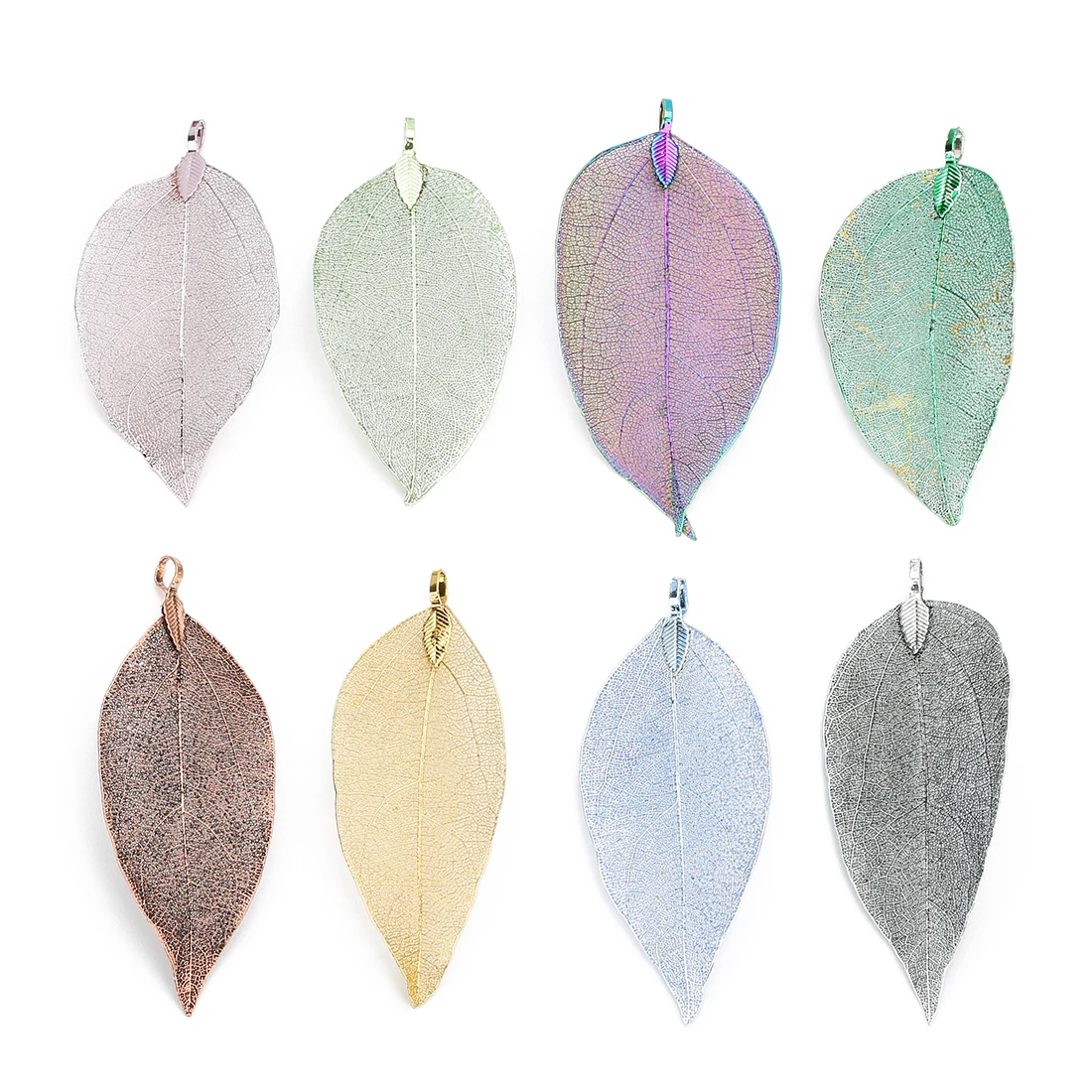 2pcs 3/4/6cm Leaf Vein Pendant Leaves Colorful Charms Jewelry Making DIY Necklace Choker Earring Hairpin decoration Accessory