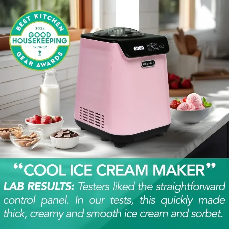 Whynter Ice Cream Maker Machine Automatic 1.28 Qt Upright with Built-In Compressor, LCD Digital Display & Timer, No Pre-Freezing