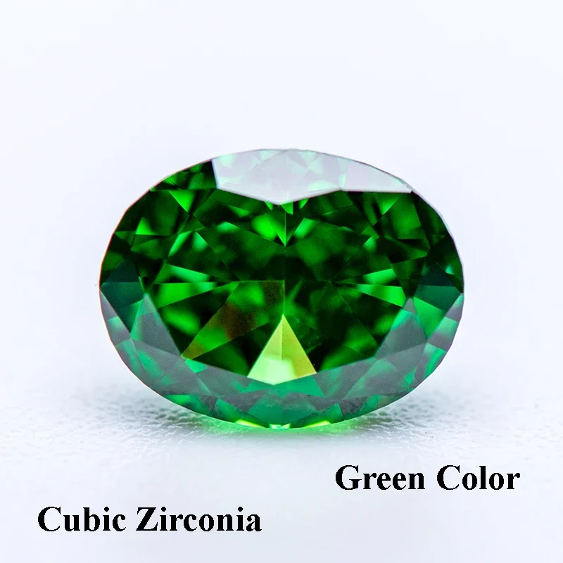 

Cubic Zirconia Crushed Ice Cut Green Color Oval Shape Charms Beads for Diy Jewelry Making Bracelet Ring Materials No Certificate