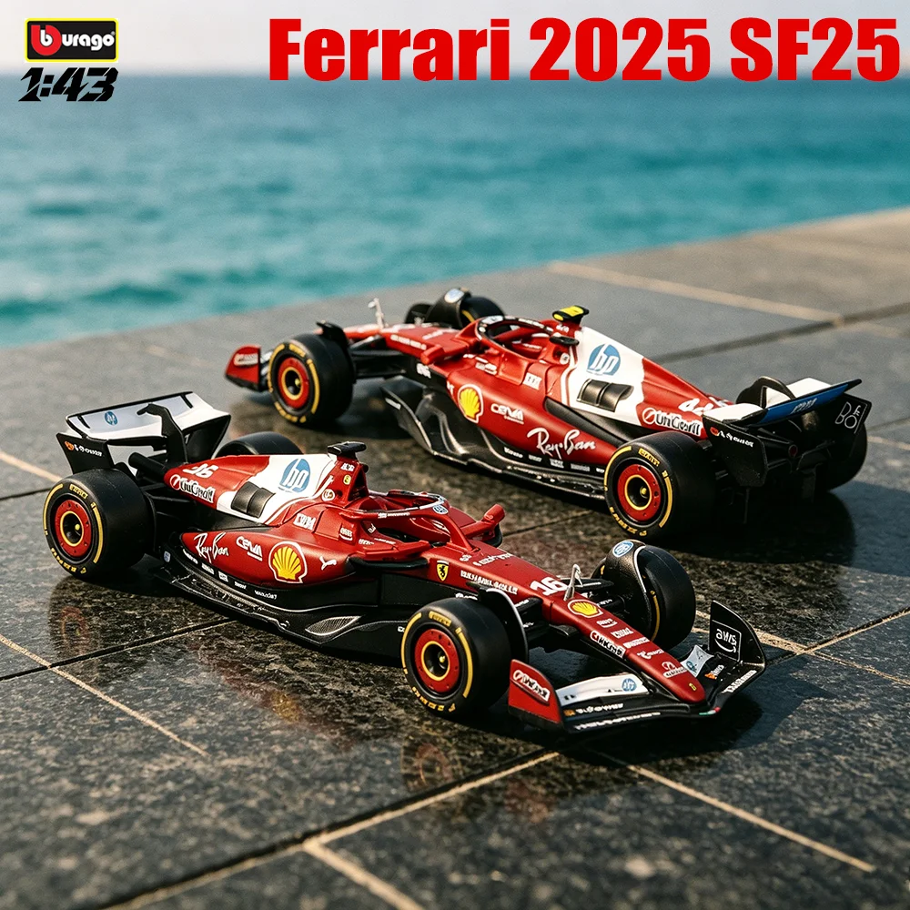 

Bburago 1:43 2025 F1 Ferrari SF25 #16 Charles Leclerc #44 Lewis Hamilton Alloy Car Die Cast Model Toy Collectible
