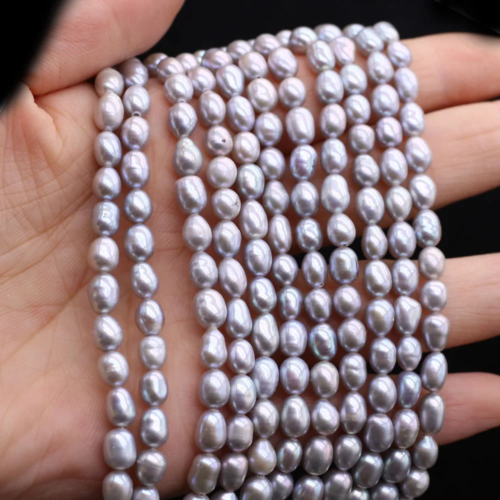 

4-5mm AA Gray Natural Freshwater Pearl High Quality Rice Shaped Spacer Beads for Jewelry Making DIY Necklace Bracelet Accessory