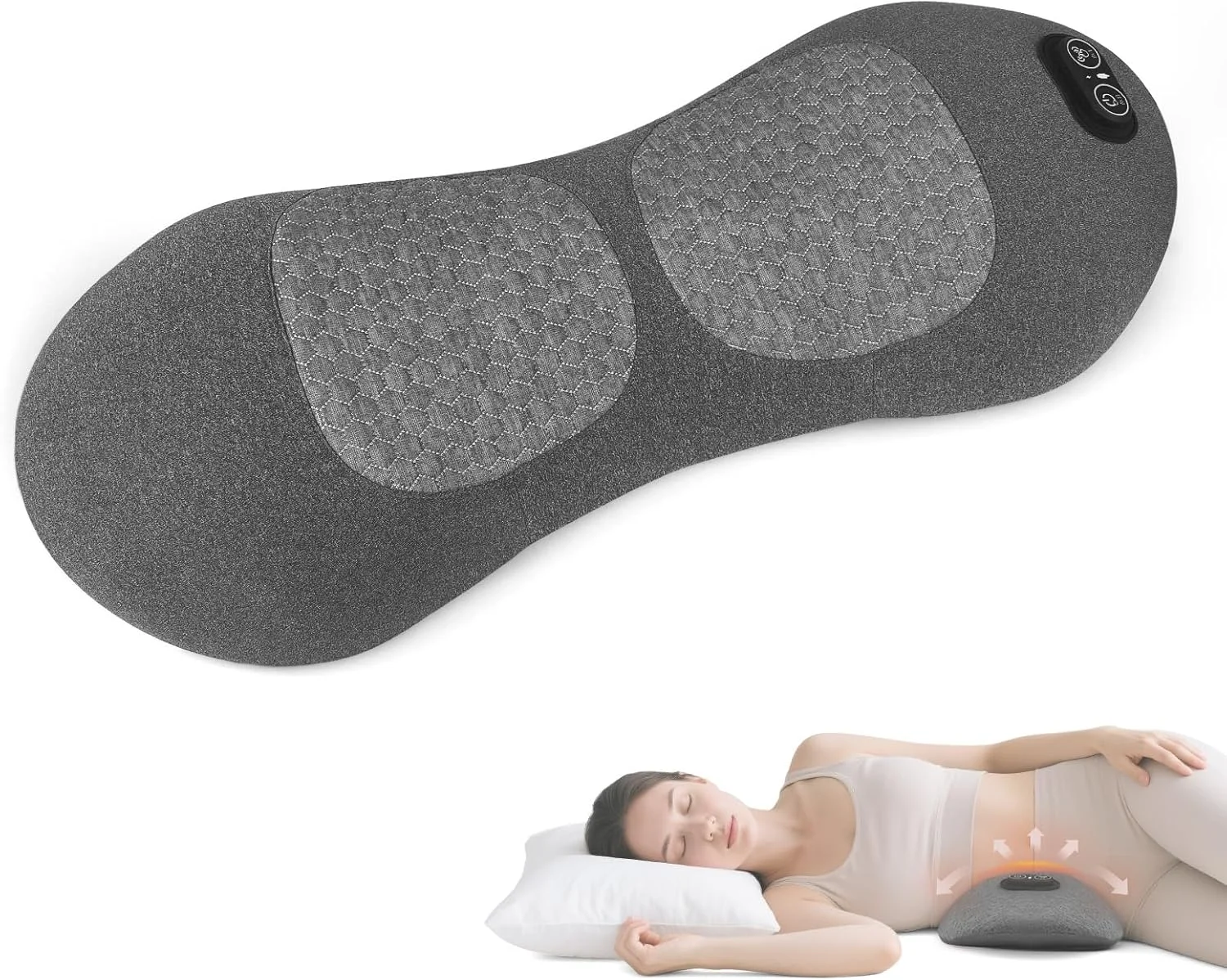 3 in 1 Electric Lumbar Support Pillow with Heat, Vibration, Traction - Adjustable Smooth Spine Back Massager for Lower Back Pain view 2