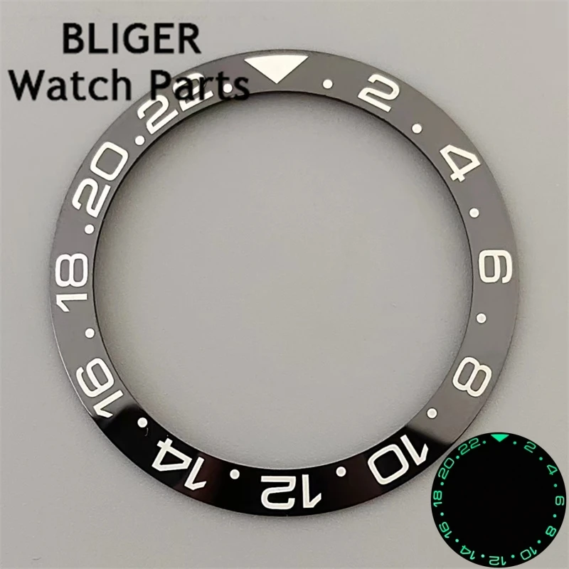 BLIGER 38mm super Green and Blue green luminous ceramic/titanium bezel insert fit 40mm watch case