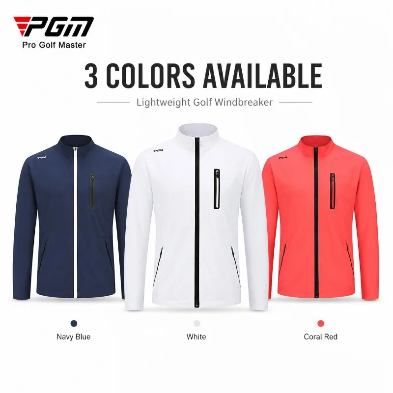 PGM Men's Golf Outerwear Jacket Breathable Windproof Lightweight Performance Coat for Golf Running Walking Travel