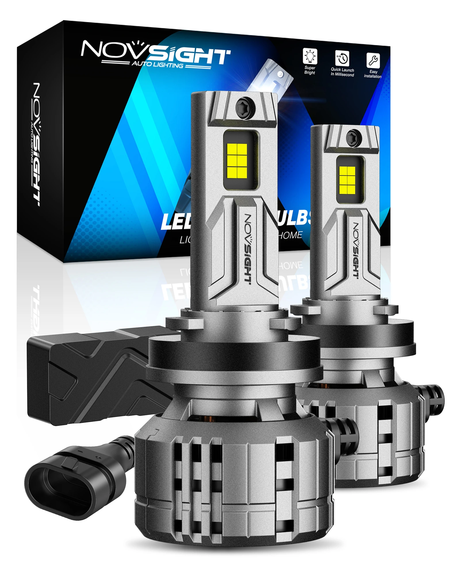

NOVSIGHT N60 LED Headlight Bulbs 200W 40000LM Mini 6500K for H11 H8 H9 9-32V Cars with Fan Auto Headlamp