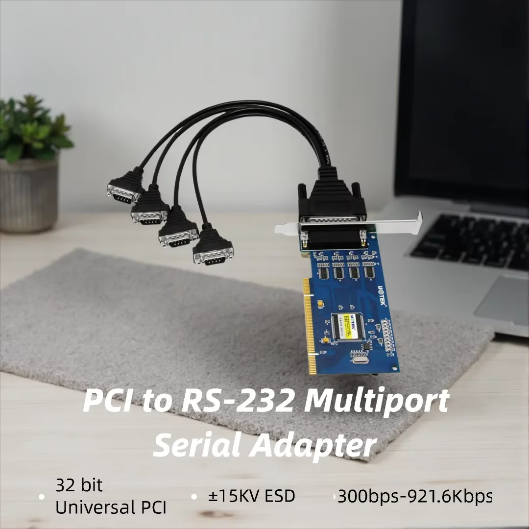 UOTEK PCI to RS-232 Serial Card RS232 4 Ports High Speed DR44 Expansion Converter Industrial Grade Adapter UT-754
