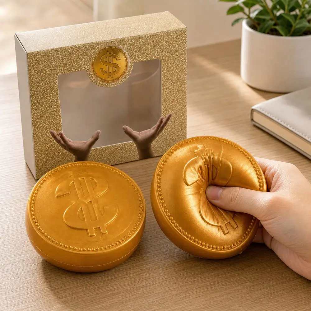 15cm Extra Large Big Gold Coin Squeeze Embossed Dollar Sign Realistic Coin Shape Slow Rebound Squeeze Slow Resilience Fidget