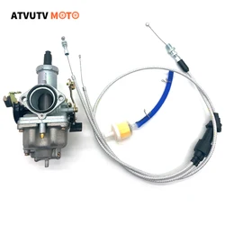 PZ30 30mm Carburetor Accelerating Pump Racing 120CM Dual Throttle Cable For 200cc 250cc Keihin ABM IRBIS TTR 250 Dirt Bike