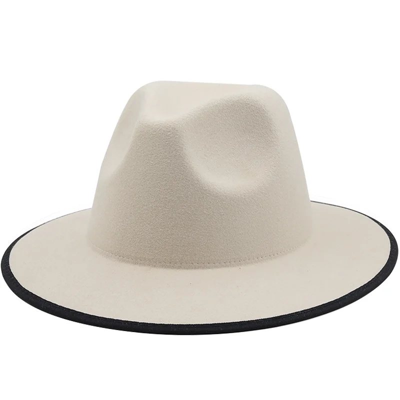 

Simple Wide Brim Felt Wool Fedora Hats Autumn Winter Wedding Party Trilby Hat Men Gentleman Jazz Hats 56-58CM