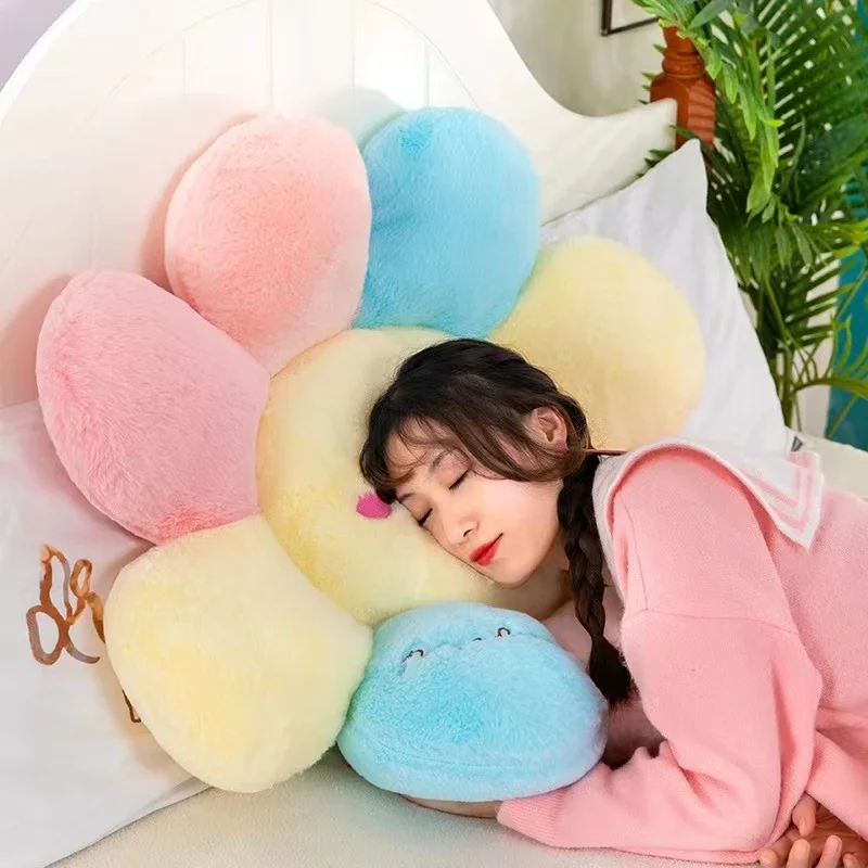

1pc Cute Colorful Round Sunflower Cushion Bedroom,Living Room Office Cushion Birthday Gift Floor Cushion Murakami Pillow