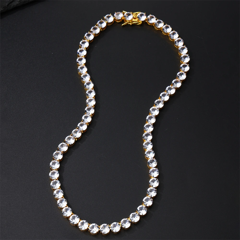 Hip Hop 8MM Iced Out Tennis Chain Necklace Bling Full Cubic Zircon Crystal Necklaces for Men Women Jewelry