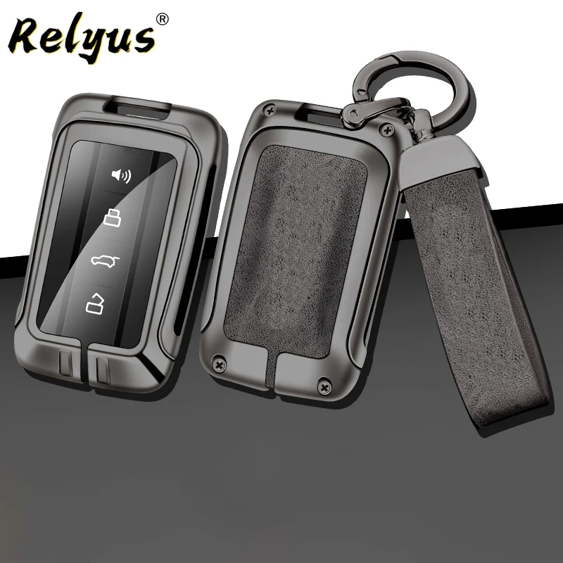 New Zinc Alloy Leather Car Remote Key Case Cover Holder Fob Protector Shell for Great Wall GWM WEY TANK 300 500 Auto Accessories