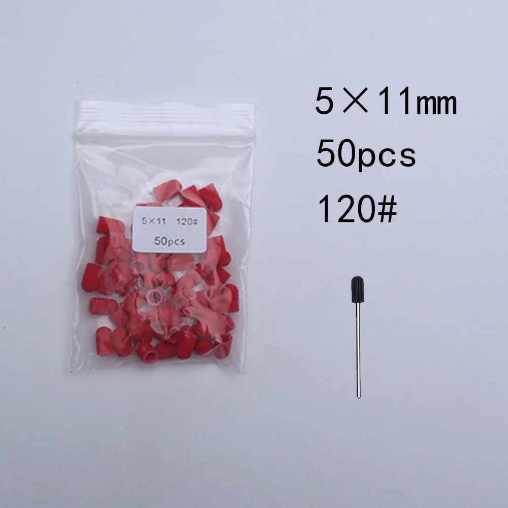 50 Stück Nagelschleifkappen mit Gummi-Pediküreblock – elektrische Bohrer für Fußnägel und Polieren.