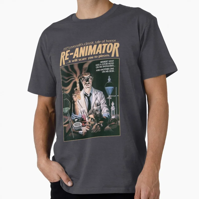 Re Animator 1985 Retro zombie horror movie Scary Halloween Gift T shirt for men Large size Tops printed clothes