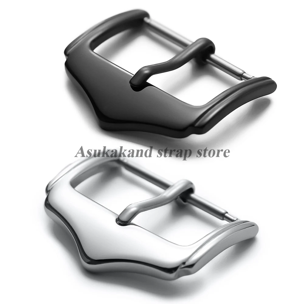16mm 18mm 20mm Stainless Steel WatchBuckle Silver Black Polished Watch Clasps Replacement for Leather WatchStrap Watch Button
