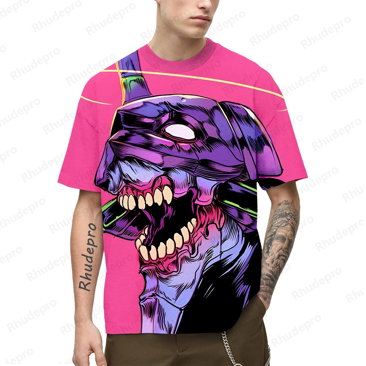 Camiseta Neon Genesis Evangelion masculina, cosplay streetwear, tops de manga curta, roupas novas, roupas da moda, presente, Y2k, 2024