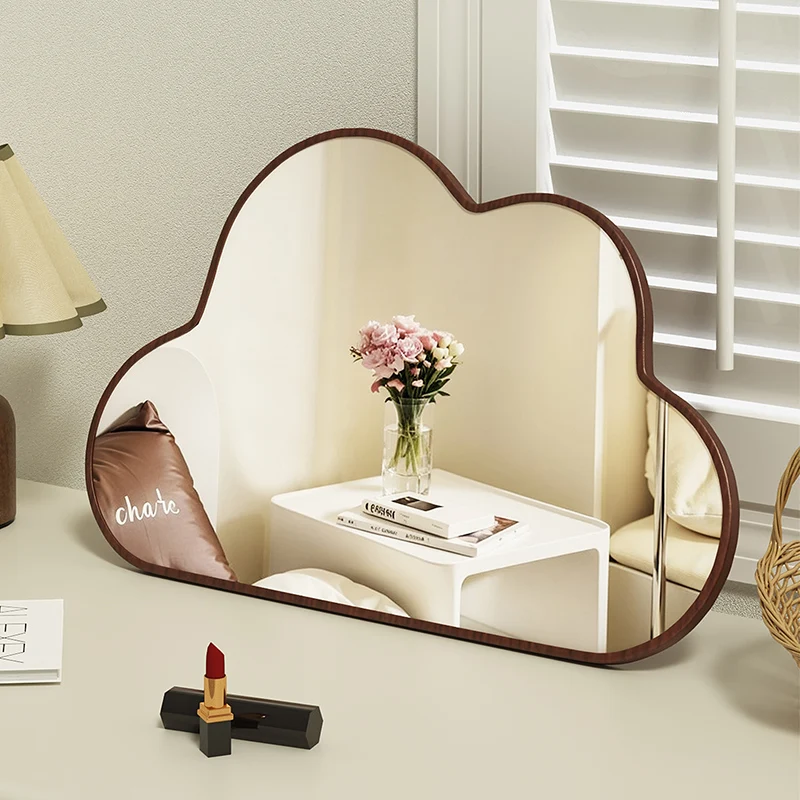 

Cosmetics Makeup Aesthetic Mirror Standing Girls Desk Cloud Mirror Dressing Table Aesthetic Spiegel Wand Living Room Decorations