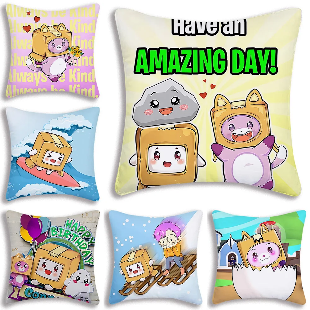 Pillow Covers L-Lankyboxes Cartoon Sofa Decorative Home Double-sided Printing Short Plush Cute Cushion Cover