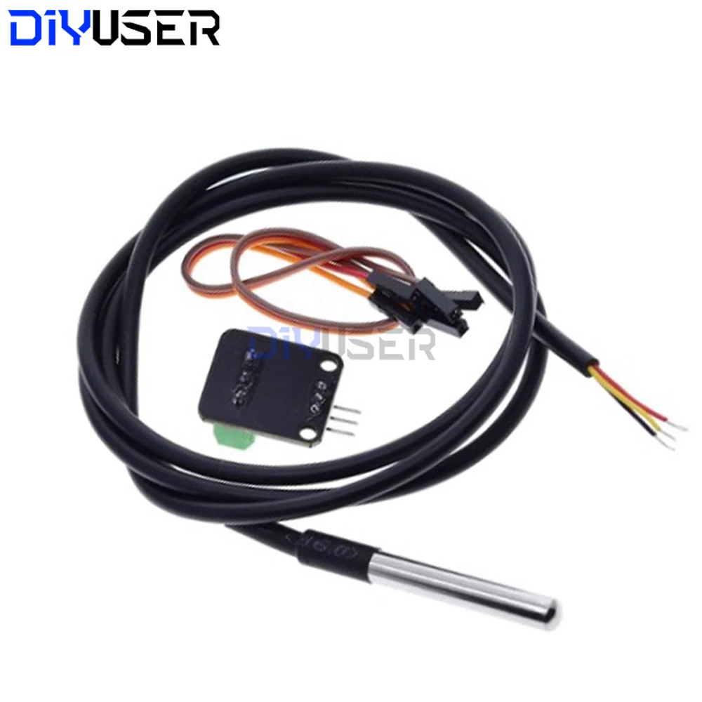 DS18B20 Temperature Sensor Waterproof Probe 100cm Cable for Arduino, -55°C to +125°C, Stainless Steel