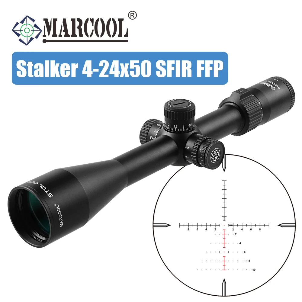 

Marcool STALKER 4-24X50 Rifle Scope Hunting SFIR FFP 30mm Tube First Focus Plane Tactical Optics Sight Riflescope Fit .223 .308