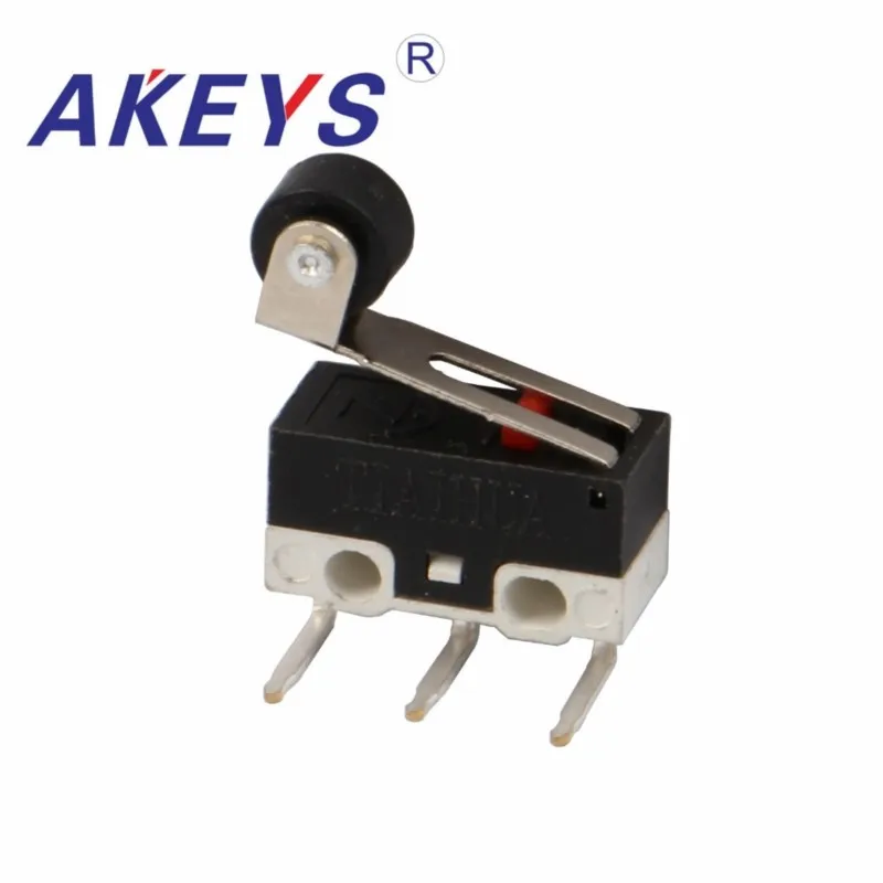 10PCS MS-011 Tripod bent foot micro switch Rectangular pressure handle opposite direction belt pulley