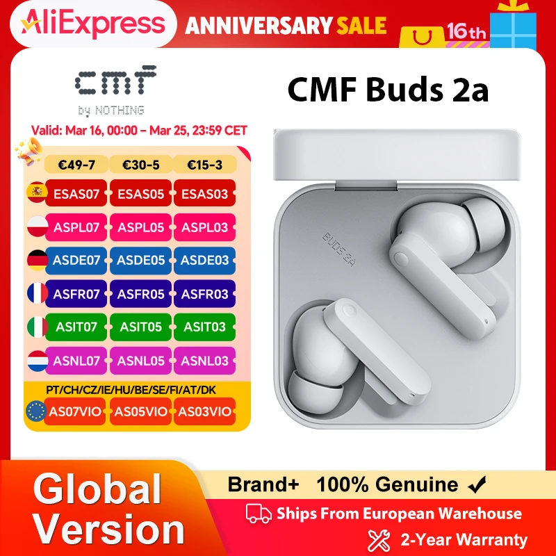 CMF BY NOTHING Cmf Buds Pro 2 avec suppression active du bruit hybride 50 Db, micros 6Hd