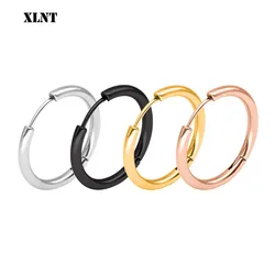 XLNT 1 Pair Small Hoop Earrings Stainless Steel Circle Round Huggie Hoop Earrings for Women Men Ear Ring Ear Bone Buckle