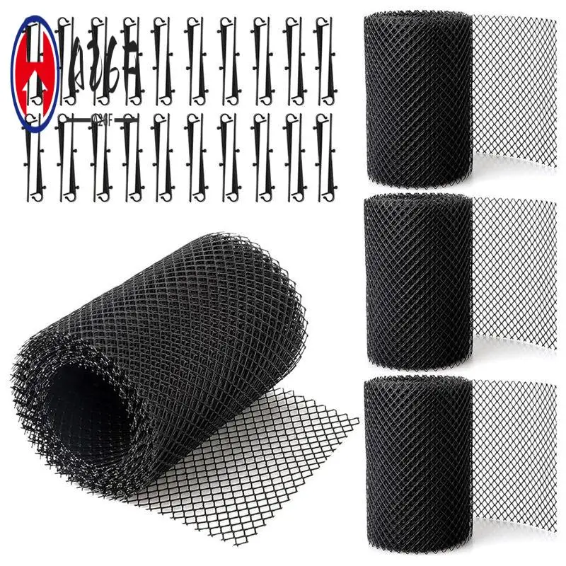 

A26F-4Pack Сетчатые рулоны для защиты желобов 20-футовые защитные ограждения для желобов с 40 крючками-зажимами, чехлы для дождевых желобов своими руками предотвращающие листья