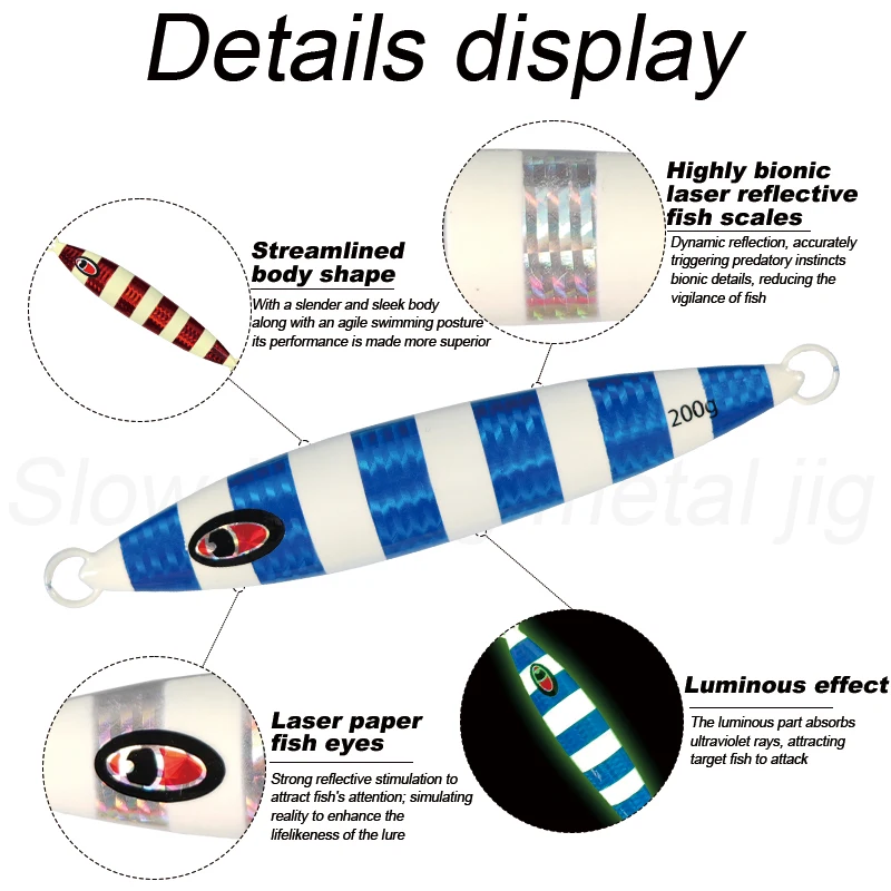 

wonderse 60g 80g 100g 120g 150g 200g Luminous Metal Fishing Jig Iron Plate Long Cast Fast Sinking Trolling Hard Lure Wholesale