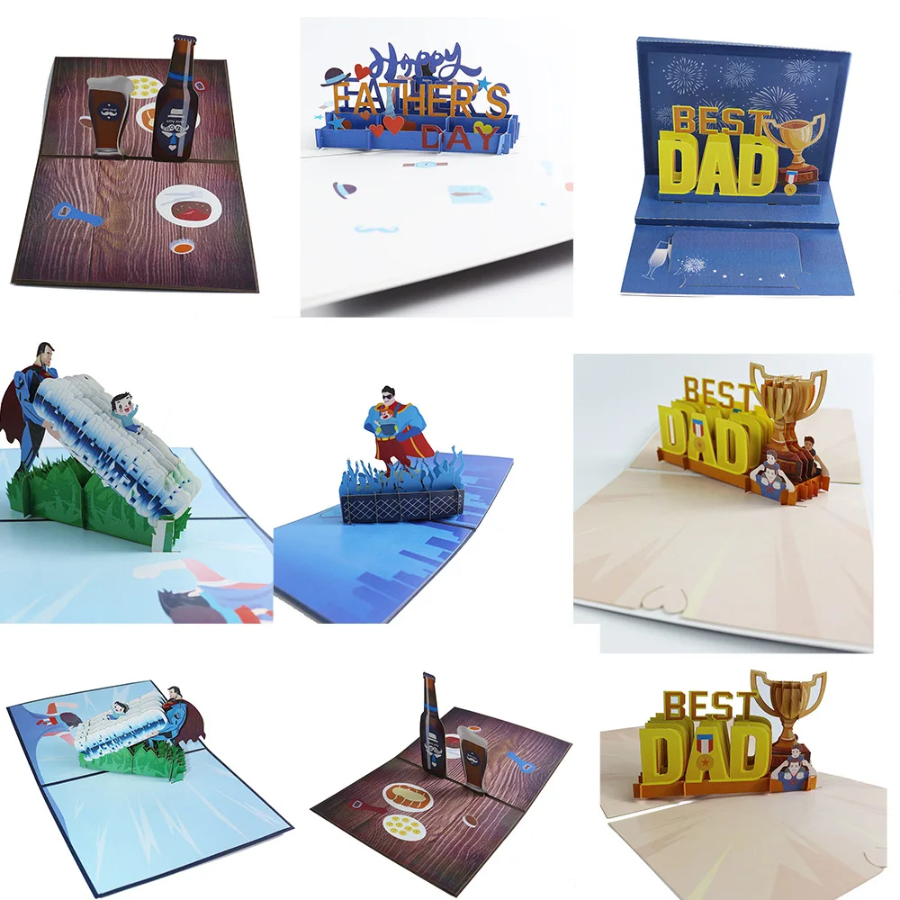 

New 3d Father's Day Greeting Card Festival Blessing Card Gift for Dad Magnetic Control Color Light Message Card