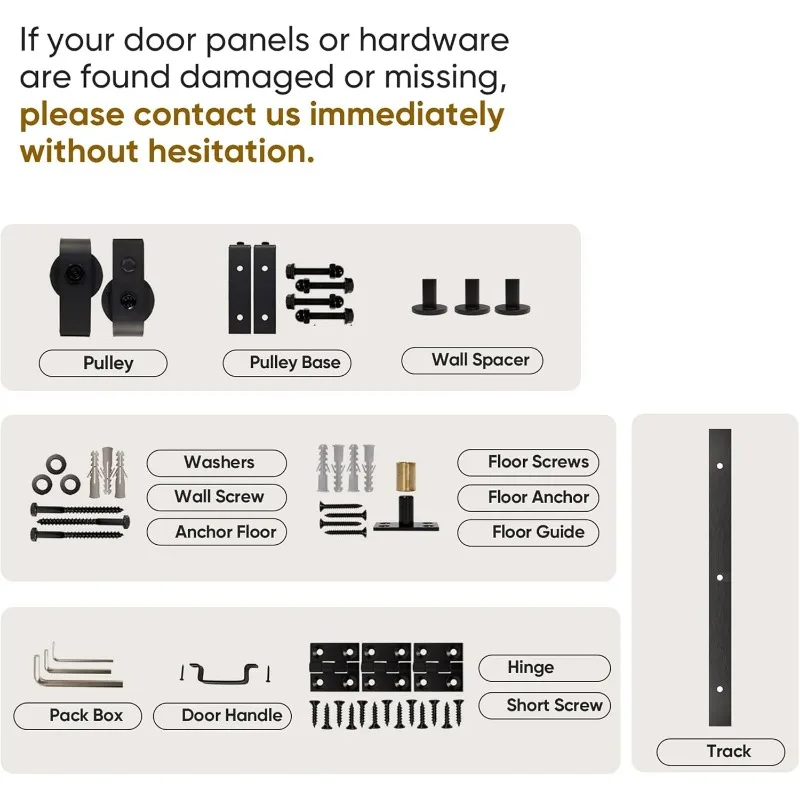 48"（24" x2） x 84" Bi-Folding Barn Door,   Pre-drilled Closet Door Slab, 4.3FT Track for 4 Finished Doors, MDF, White