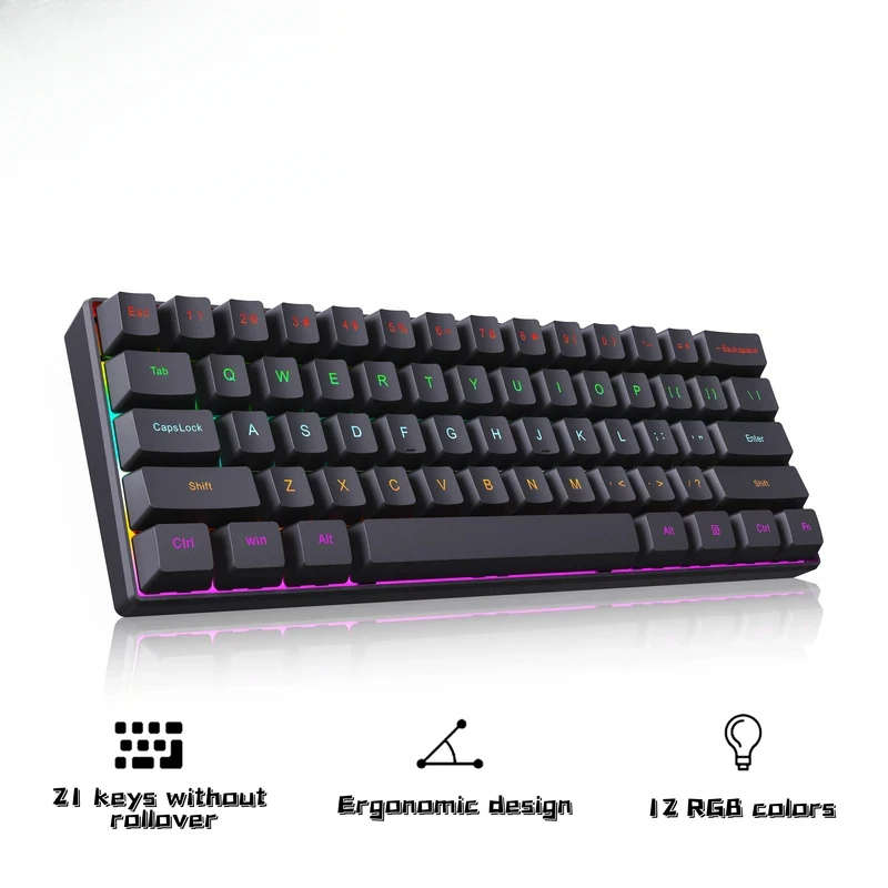 2026 NEW Z61-B  Compact keyboard USB Gaming Mechanical Mini Keyboard Red Switch RGB Backlit 61 Keys Wired Feel for Game/Office