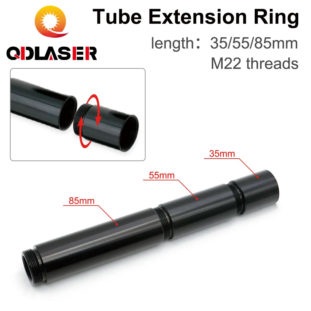 QDLASER-Tube d'extension de tête laser CO2, anneau d'extension, tête laser trempée, 0,24mm, tube d'objectif pour machine de gravure de découpe laser CO2