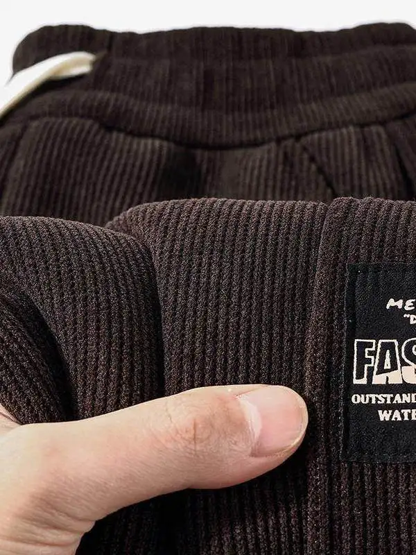 

Casual Corduroy Men's Loose Trousers Spring Autumn Seasonal Elastic Waist Sports Sweatpants Youth Faion Long Pants