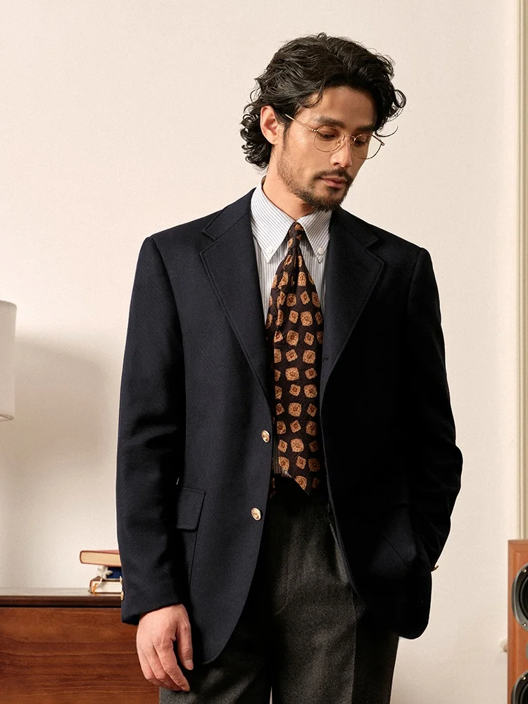 

Cultum Men's Ivy Sle Casual Jaet 50% Wool Suit Outerwear Stand Fit Busin Casual Multi ket Long Sve