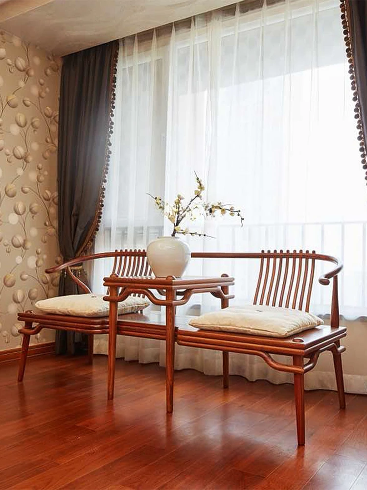 Modern New Chinese Style Women Erinaceus Poir. Couch Complete Solid Wood Xi Shi Chair Double Leisure Chair Rosewood