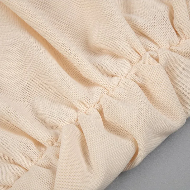 EDGLuLu 2-częściowy zestaw damski: krótki top z dekoltem w serek i długim rękawem + spodnie typu trąbka z wysokim stanem, czarny, prześwitujący komplet z siateczki 1109