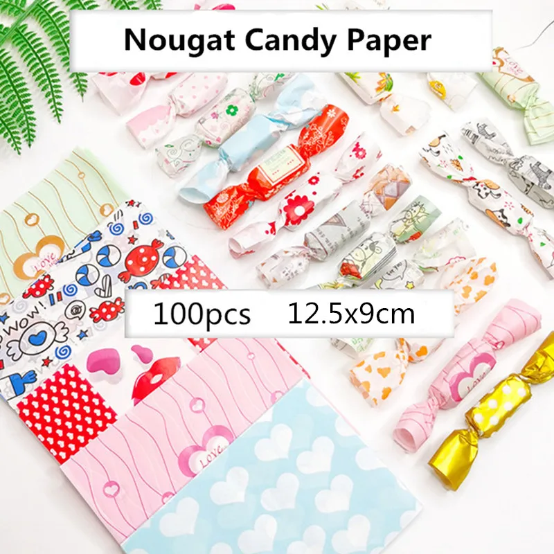 100 Pcs DIY Handmade Nougat Candy Packaging Oil Paper Milk Candy Taffy Wrapper Xmas Party Gift Food Package